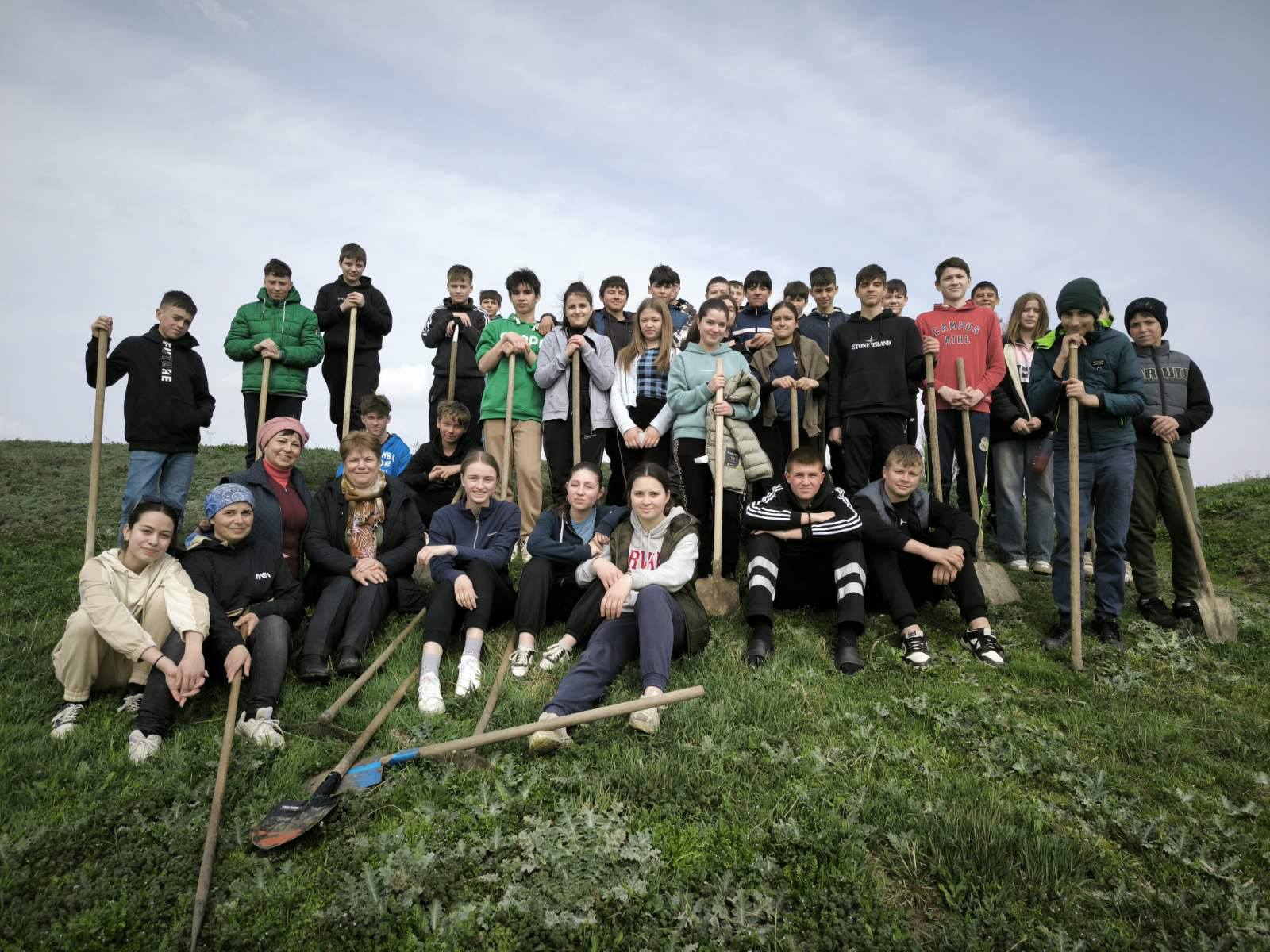 Lucrări de plantare a copacilor în parc